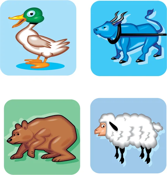 Animali icone dei cartoni animati — Vettoriale Stock