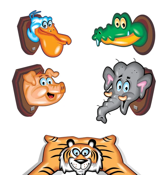 Ícones de desenhos animados animais — Vetor de Stock