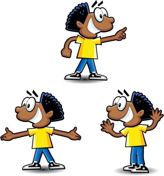 Afrikanischer amerikanischer Junge Cartoon — Stockvektor