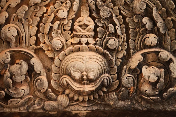 Bayon, Kamboçya, süslü bas-reliefs Stok Resim