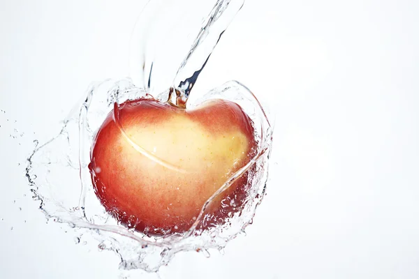 Fresh red apple underwater — Stock Photo, Image