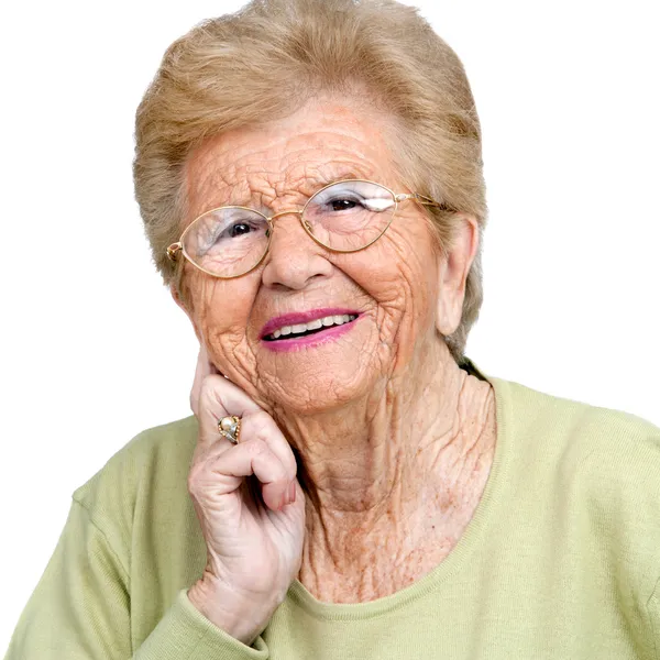Närbild porträtt av äldre kvinna. — Stockfoto