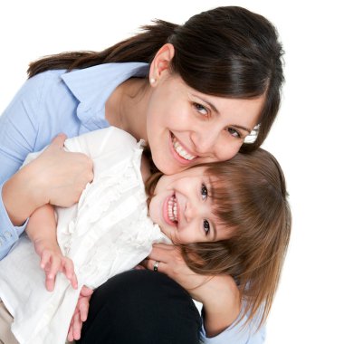 Portrait of friendly mother and daughter clipart