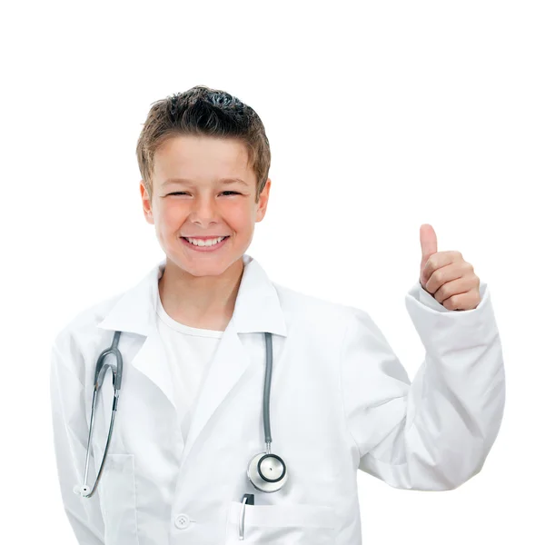 Retrato do futuro médico mostrando os polegares para cima . — Fotografia de Stock