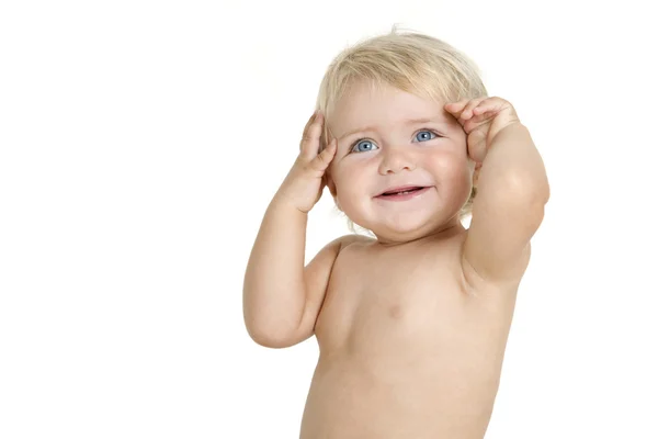 Enfant avec les mains sur la tête — Photo