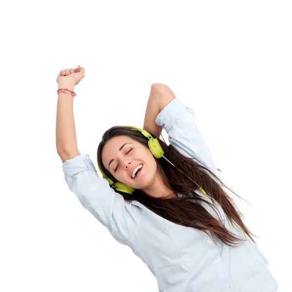 Girl dancing to the beat with headphones. — Stock Photo, Image
