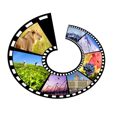 Circular film strip travel concept. clipart