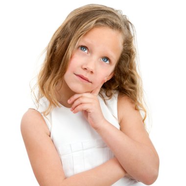 Portrait of young girl wondering. clipart