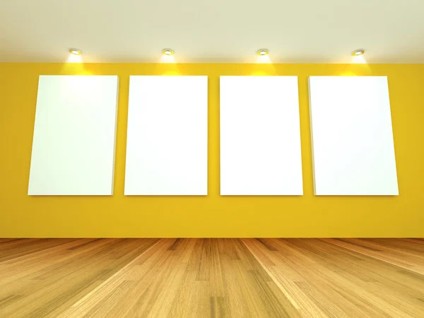 Sala vazia galeria amarela — Fotografia de Stock