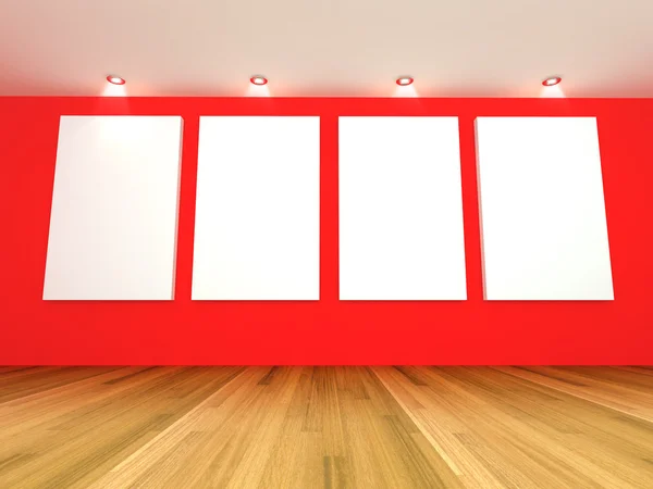Pusty pokój czerwony Galeria — Zdjęcie stockowe