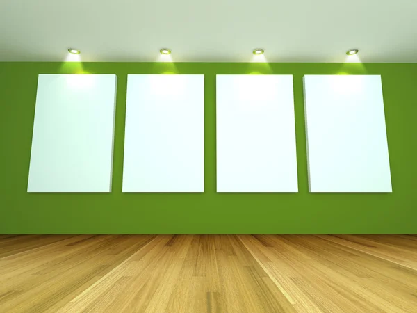 Sala vacía galería verde —  Fotos de Stock