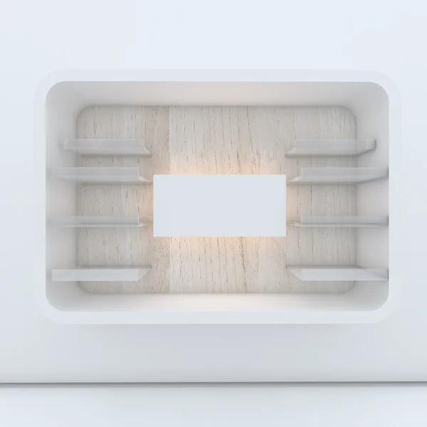 Mensola bianca con parete bianca — Foto Stock