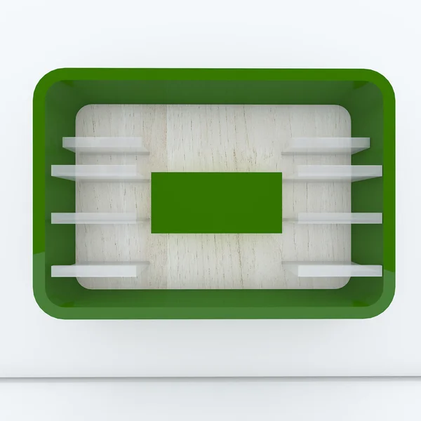 Зелена полиця з білою стіною — стокове фото