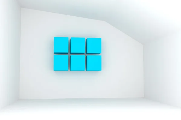 Chambre vide avec boîte bleue — Photo