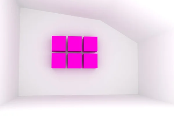空房间，粉红色的盒子 — 图库照片