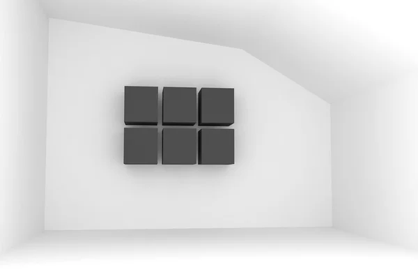 Tomt rum med svart låda — Stockfoto