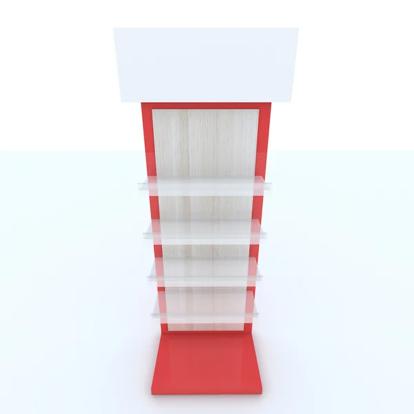 Półka czerwony na białym tle — Zdjęcie stockowe