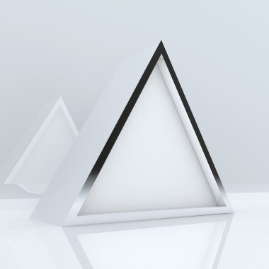 3D boş soyut beyaz üçgen kutu göstermek