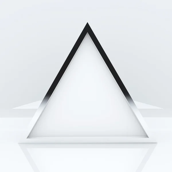 Wyświetlacz 3D pudełko puste streszczenie biały trójkąt — Zdjęcie stockowe