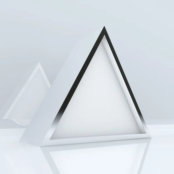3D zobrazení pole prázdné abstraktní bílý trojúhelník — Stock fotografie