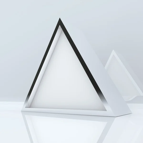 Wyświetlacz 3D pudełko puste streszczenie biały trójkąt — Zdjęcie stockowe