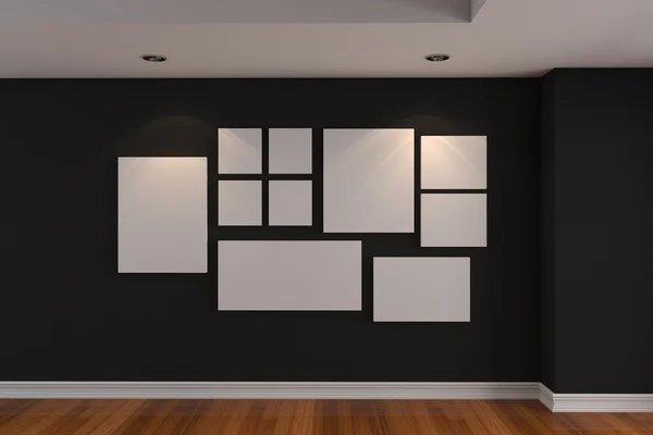 Галерея Картина на чорній стіні — стокове фото