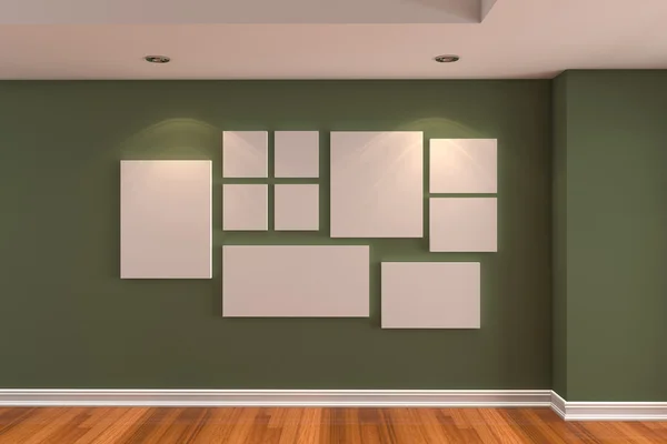 Γκαλερί εικόνα στον τοίχο σκούρο πράσινο — Φωτογραφία Αρχείου