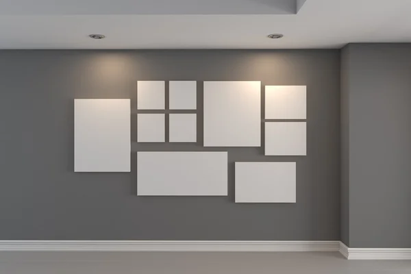 Gallery The picture on the gray wall — Stock Photo, Image