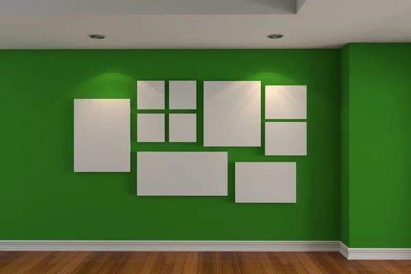 Γκαλερί εικόνα στον πράσινο τοίχο — Φωτογραφία Αρχείου