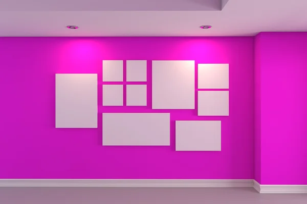 Galeria A imagem na parede rosa — Fotografia de Stock