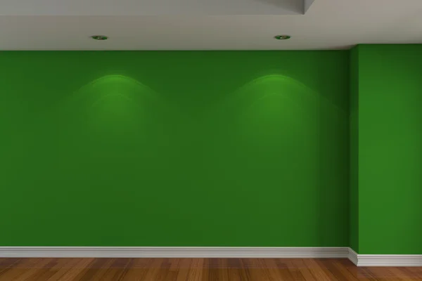 Grønn fargevegg i tomt rom – stockfoto