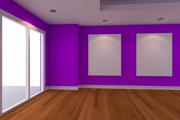 Картина на фиолетовой стене — стоковое фото
