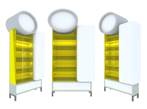 Leeres Holzregal gelb modernes Design — Stockfoto