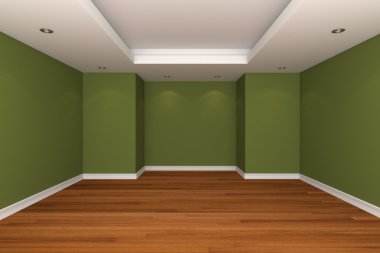 Home interior rendering with empty room decorate color wall with clipart