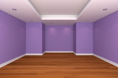 Home interior rendering with empty room decorate purple color wa clipart