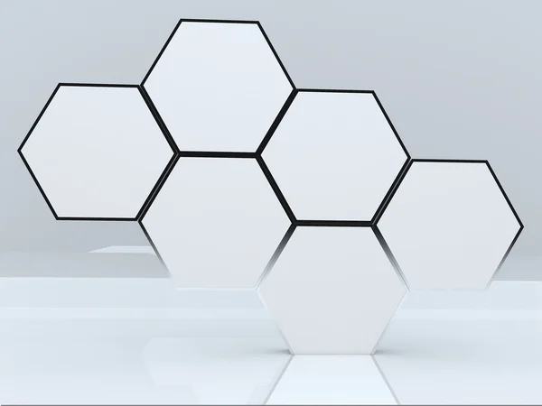 Affichage abstrait de boîte hexagonale vide 3D — Photo
