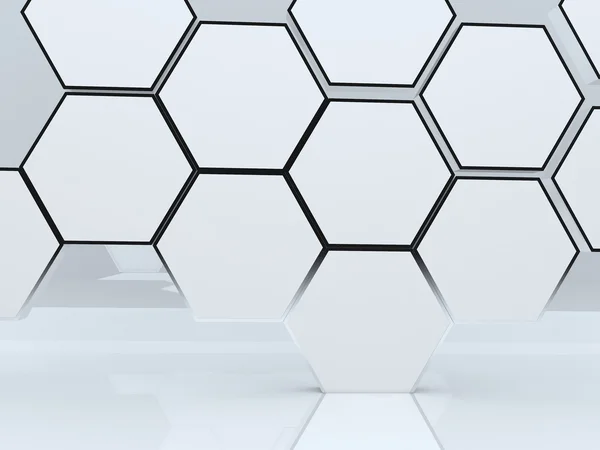 Exibição de caixa de hexágono abstrata em branco 3D — Fotografia de Stock