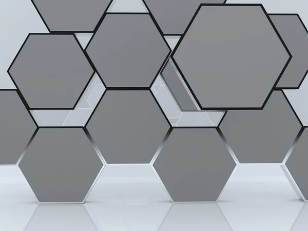 3d 空白 abstrac 灰色六角框中显示新的设计 — 图库照片