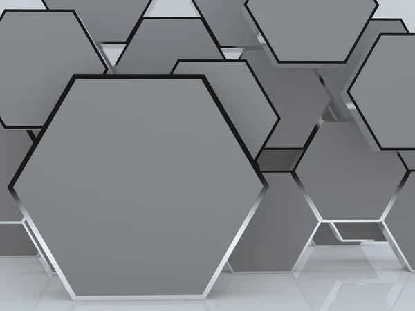 3d 空白 abstrac 灰色六角框中显示新的设计 — 图库照片
