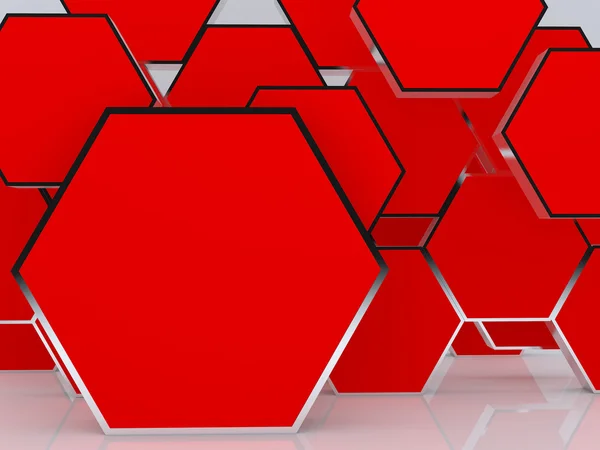 Exibição de caixa de hexágono vermelho abstrata em branco 3D — Fotografia de Stock