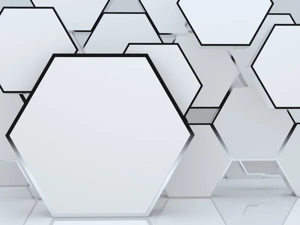 Exibição de caixa de hexágono abstrata em branco 3D — Fotografia de Stock