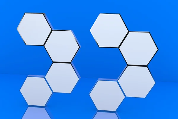 Nyolc üres hexagon box kijelző — Stock Fotó