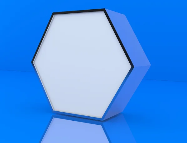 Uma exibição de caixa hexágono em branco — Fotografia de Stock