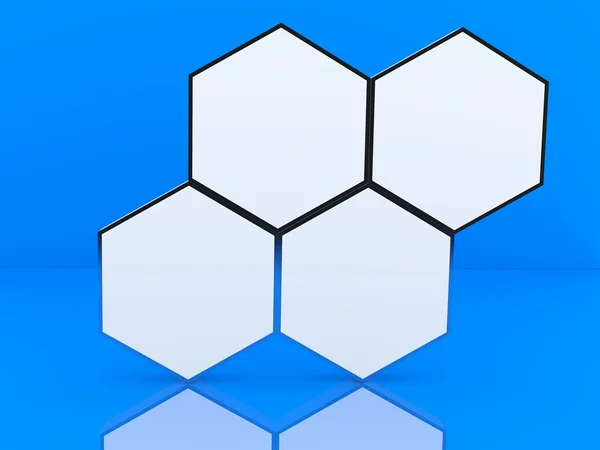 Four blank hexagon box display — Stock Photo, Image