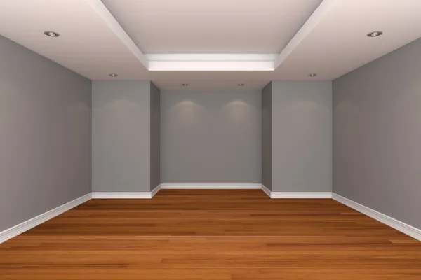 Σπίτι εσωτερικό απόδοση με άδειο δωμάτιο κοσμούν τοίχο γκρι χρώμα — Φωτογραφία Αρχείου