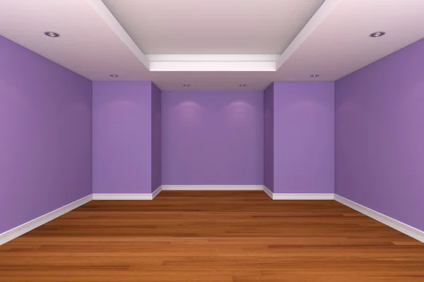 Home interior rendering with empty room decorate purple color wa — Stock Photo, Image