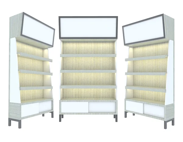 Empty wood Shelf white modern design — Stock Photo, Image