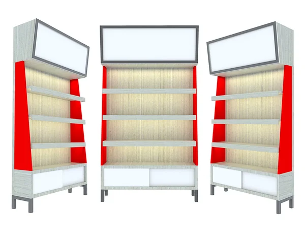 Empty wood Shelf red modern design — Stock Photo, Image