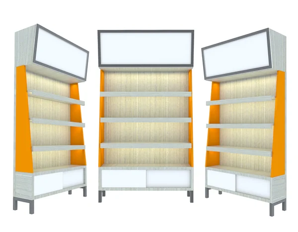 Empty wood Shelf orange modern design — Stock Photo, Image