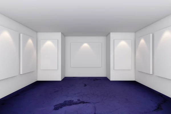 Galerie interiéru pokoje s betonovou podlahou grunge — Stock fotografie